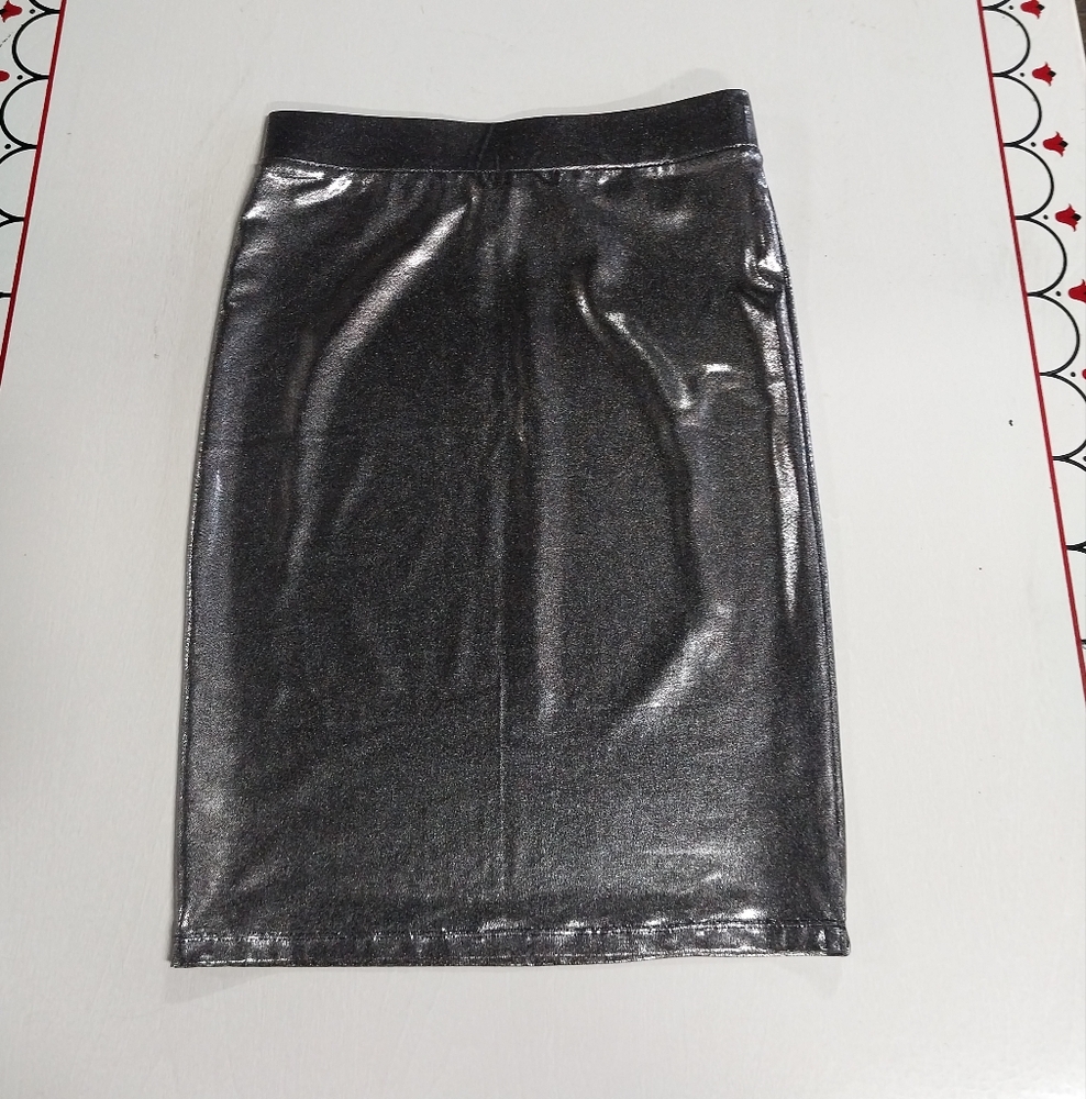Love More Metallic Silver Women's Skirt